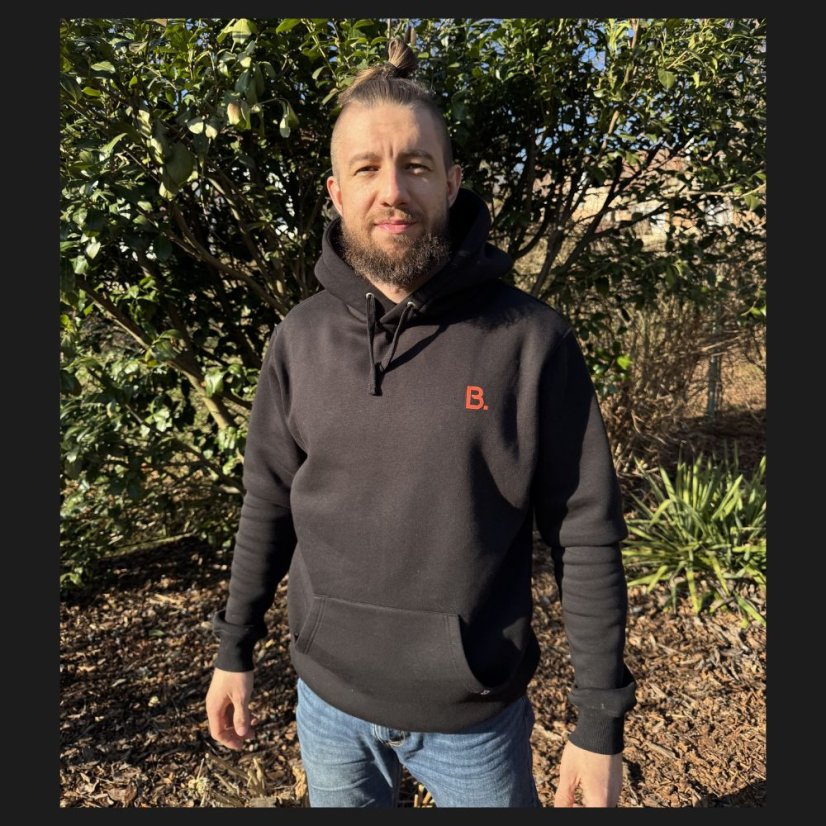 Mikina B. - Black & Orange - FRONT