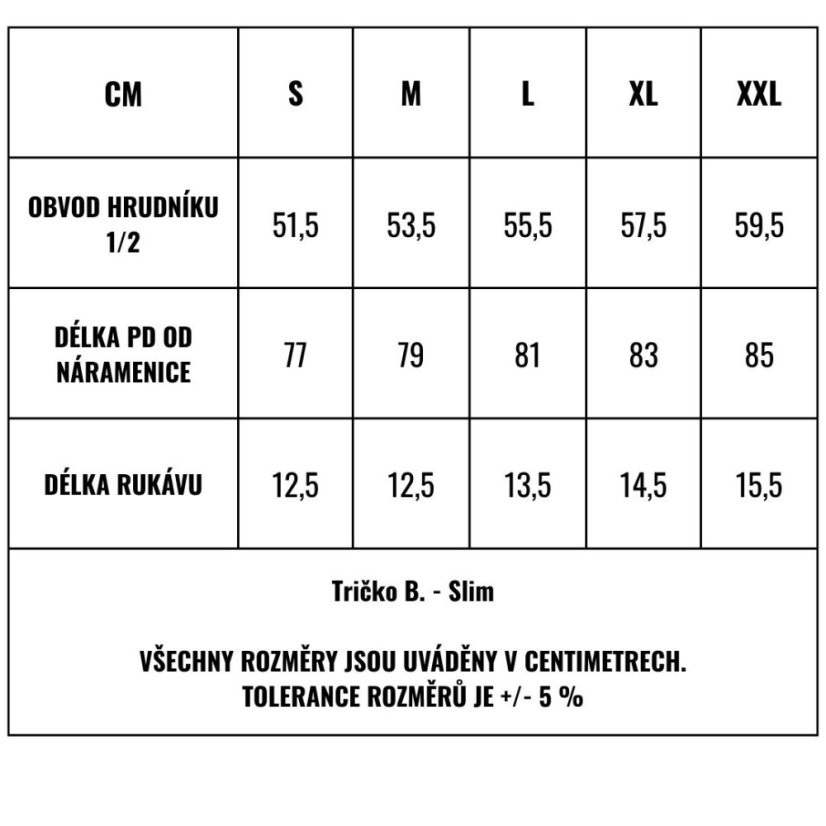 Tričko B. - Slim - Black & White - Velikost: L