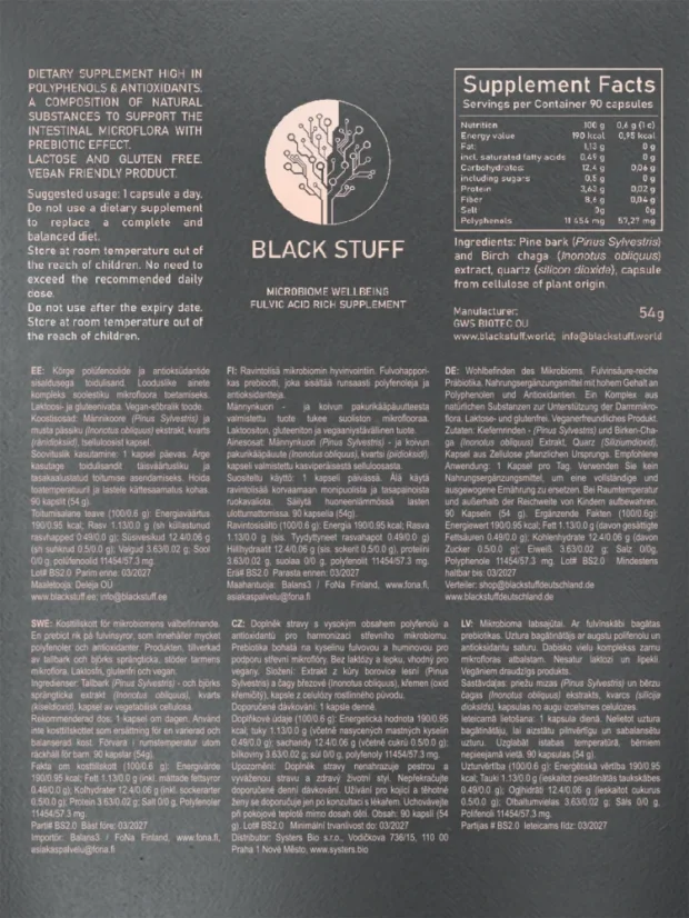 Black Stuff - Směs pro mikrobiom (90 kapslí)